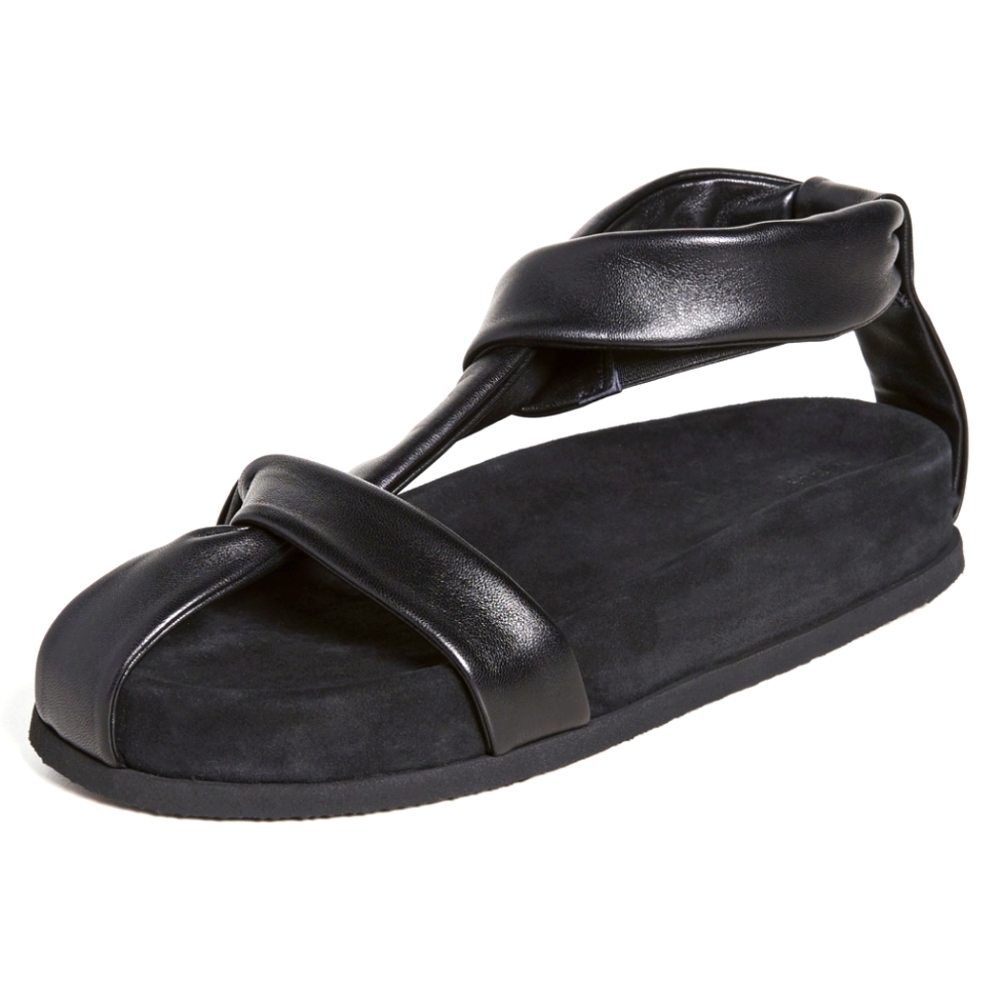 NIB NEOUS Proxima Flat 20mm Black Leather Suede Open Toe Sandals sz 41